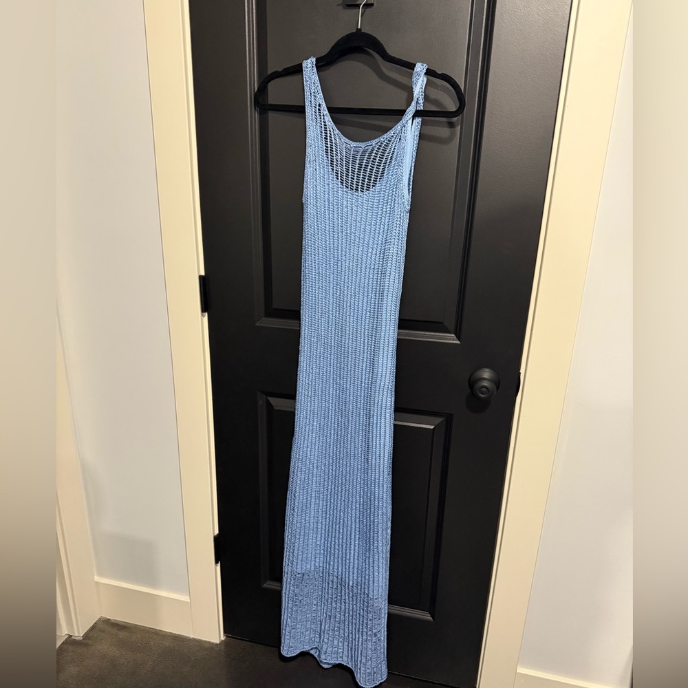 Amanda Uprichard Blue Shivonne Crochet Knit Dress Blue English Lavender - Picture 4 of 5